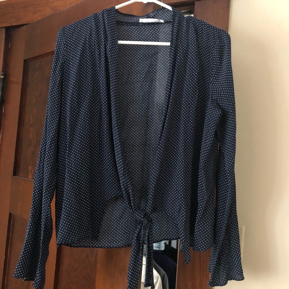 Blue and white polka-dot tie top from Vici